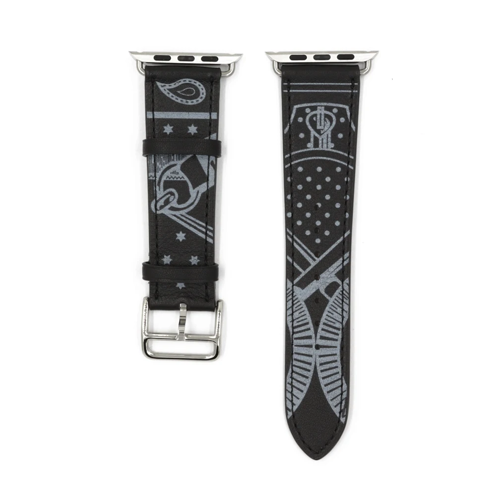 Black URVOI один тур Eperon d'Or band для apple watch series 5 4 3 2 1 Печатный ремешок с узором для iwatch belt Noir Gala кожаный ремешок - Цвет ремешка: Black