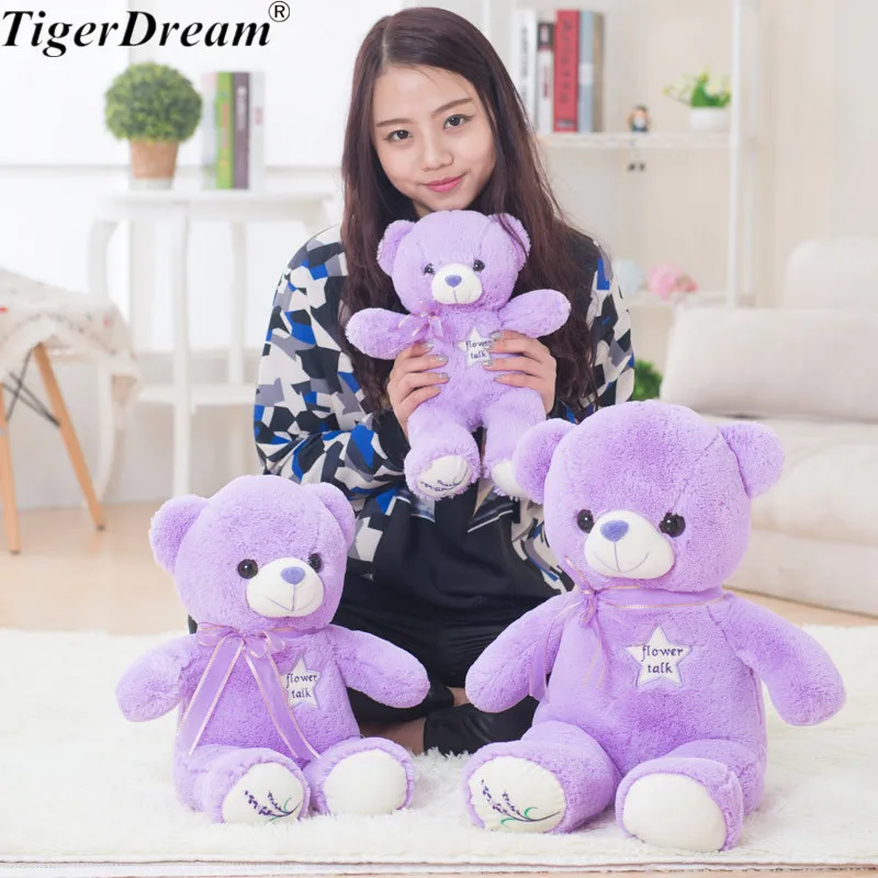 

Cartoon One Piece PP Cotton Stuffed Purple Lavender Bear Toy Cute Bears Toys Creative Doll High Quailty Birthday Present 5 Size