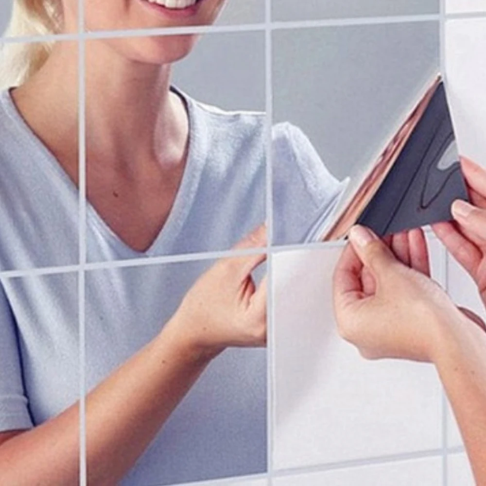 9 шт./лот декоративные квадратные зеркальные настенные наклейки для дома