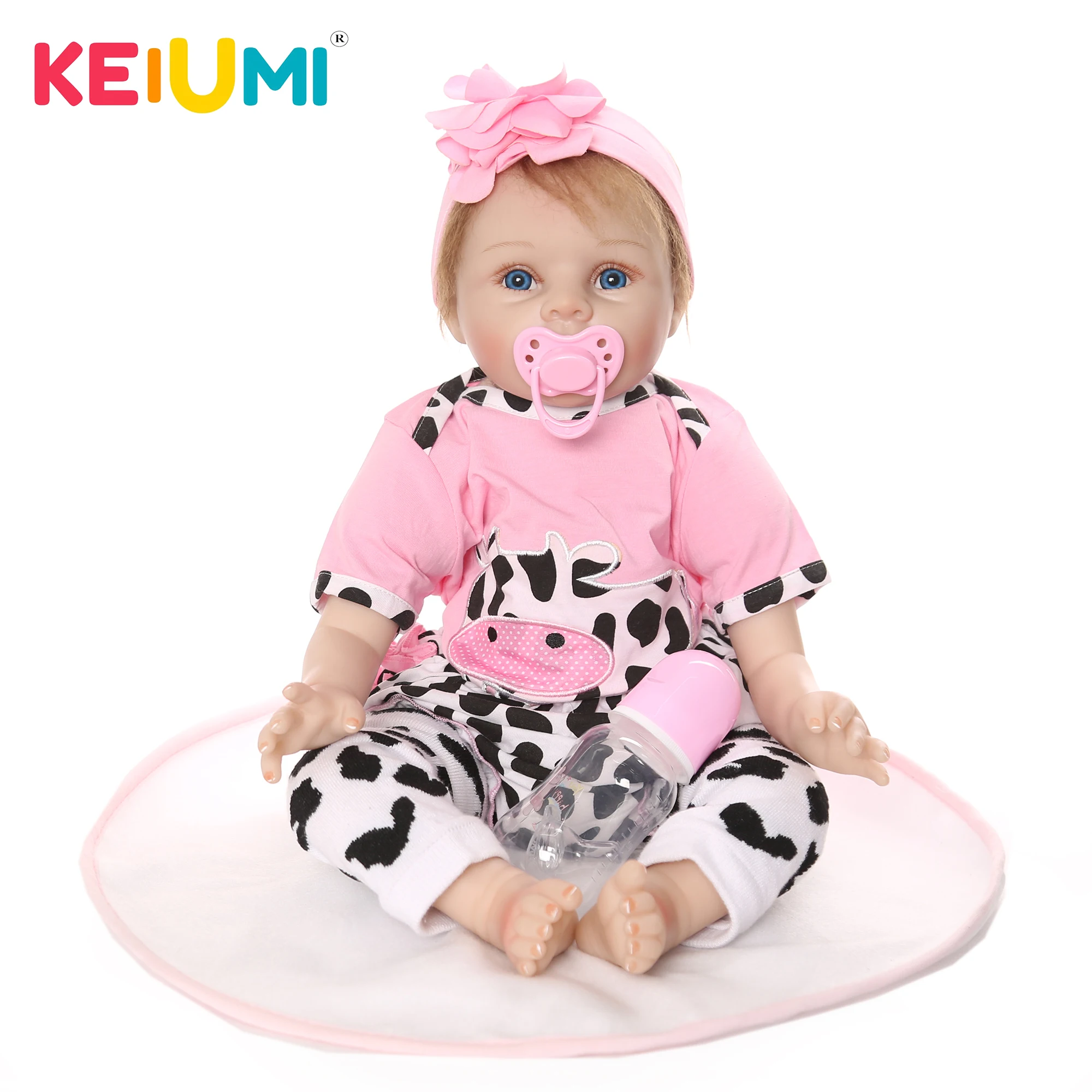 KEIUMI Новый 22 дюймовый мягкие куклы Reborn Baby Doll реалистичные 55 см девушка игрушки для