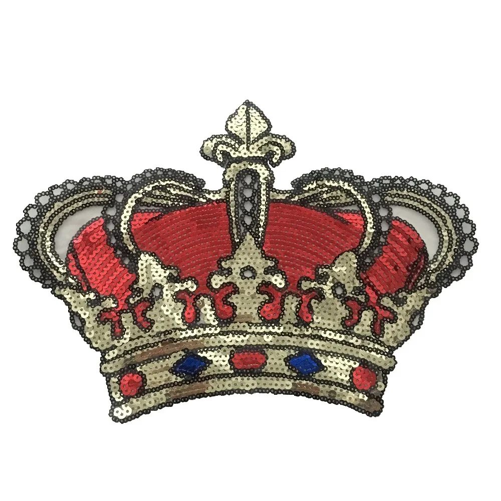

Crown Patches for Clothes T-shirt 27x18cm Sewing on Embroidery Sequins Patch DIY Decal Accessories Appliqued Clothing Patch