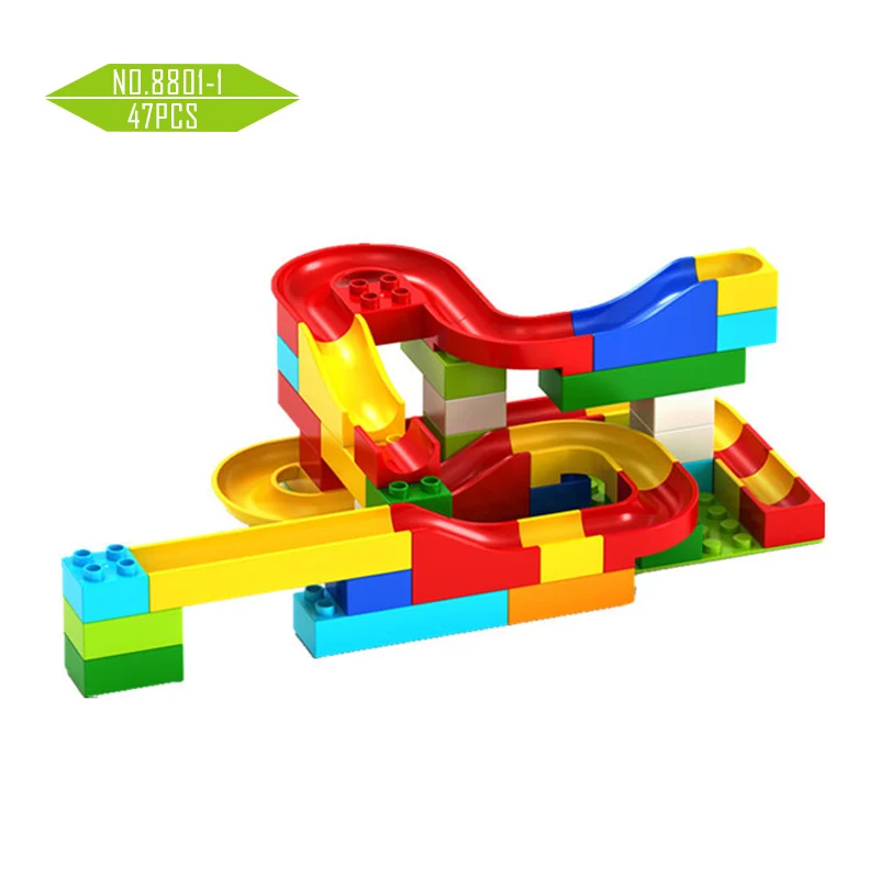 Совместим с блоками Duplos marble Racing Run лабиринт, Шариковая дорожка строительные блоки животные джунгли Воронка слайд большой кирпич детские игрушки - Цвет: 8801-1 47PCS