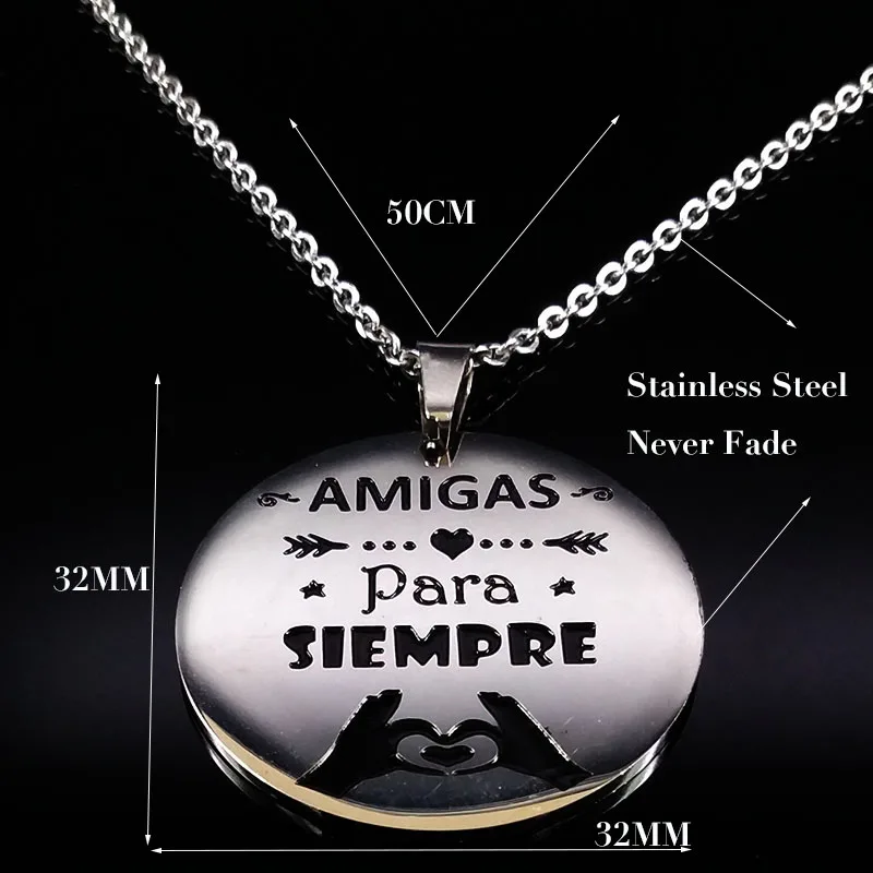AMIGAS из нержавеющей стали ожерелье для женщин Серебряный Цвет лучший друг
