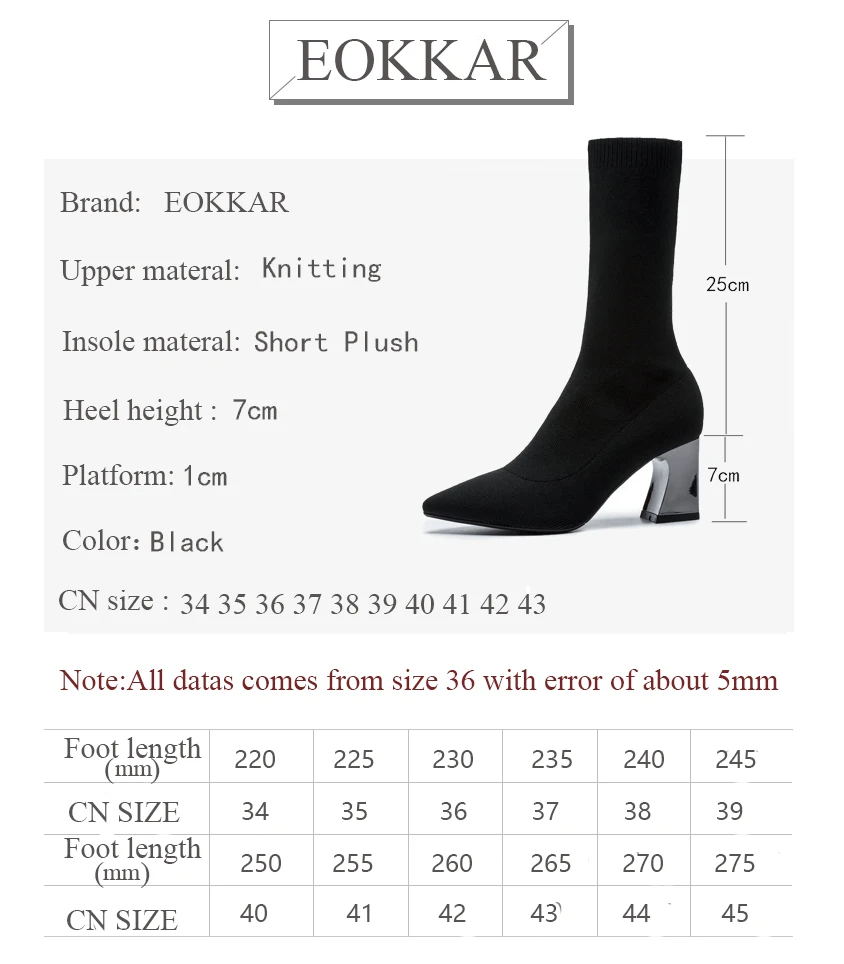 

Eokkar 2020 Women Over The Knee High Boots Knitting Fashion Oiunted Toe Square High Heel All Match Warm Ladies Boots Size 34-43