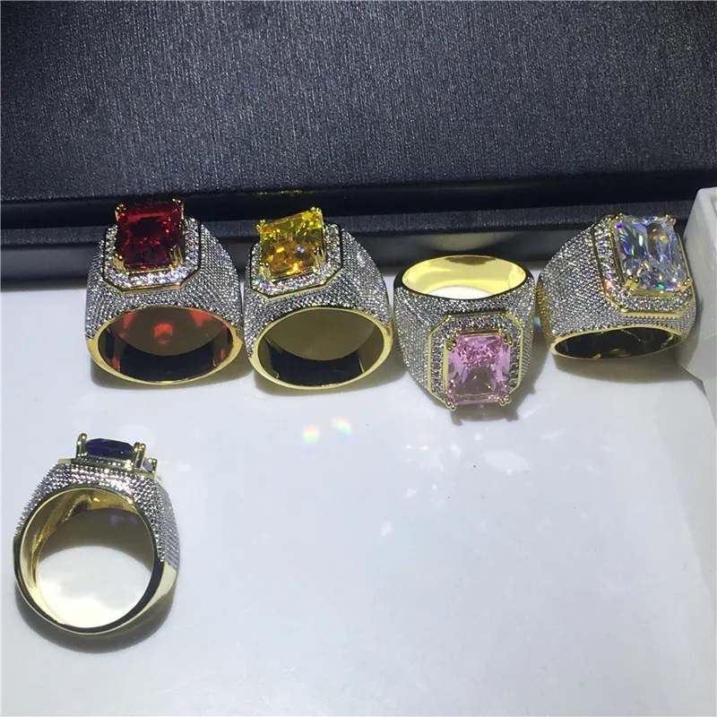 Кольцо обручальное мужское с белым цирконом модное кольцо крупным фиолетовым и