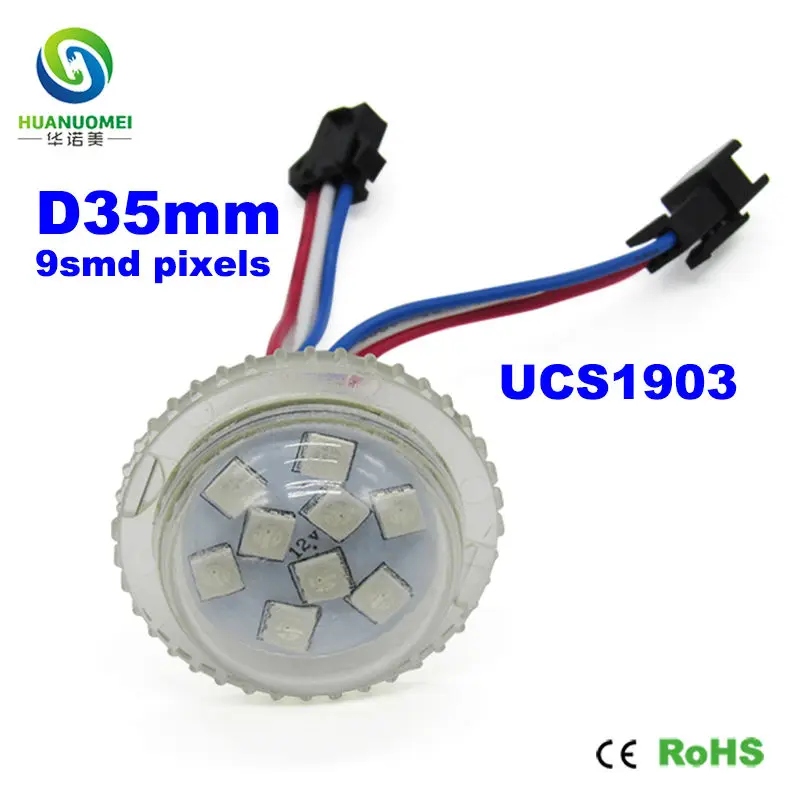 35 мм пикселей rgb адресуемых цифровой полноцветный UCS1903 9 светодиодов 5050 smd