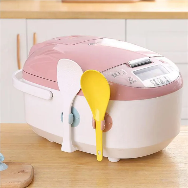 

FEIGO 1Pcs Home Rice Spoon Rack Suction Cup Strong Adsorption Rice Cooker Rice Shovel Storage Rack Home Kitchen Supplie F696