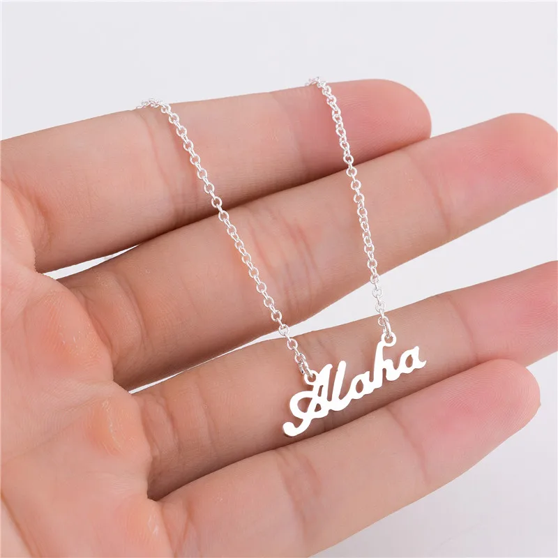 Oly2u Гавайские подвески и ожерелья Aloha с кулоном надписью для женщин ожерелье