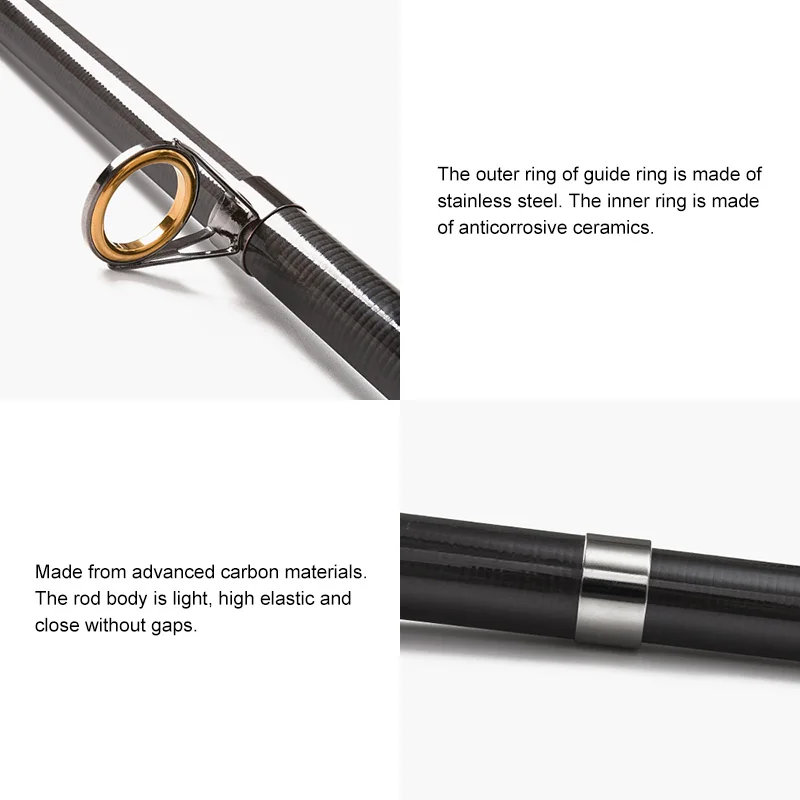 Портативное телескопическое удилище для рыбной ловли спиннингом 1,5-3 м, жесткое ультралегкое углеродное удилище с керамическими направляющими кольцами для дальнего заброса.