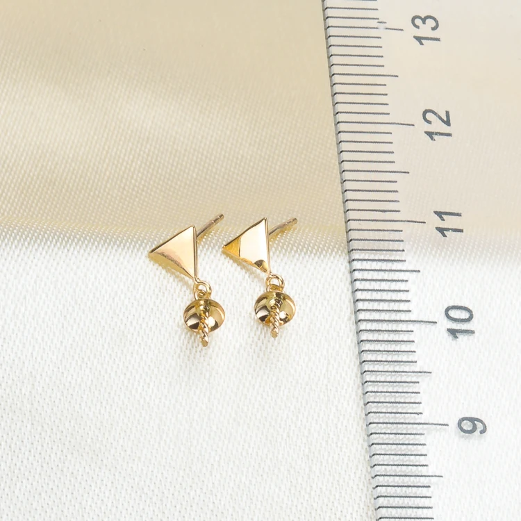

Triangle Design Pearl Earrings Findings G18K Real Gold Pearl Earrings Components Women DIY Pearl Earrings Accessory