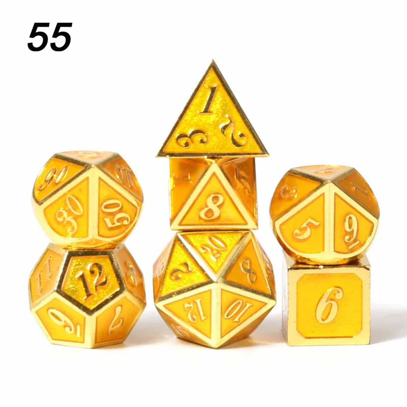 55 Chengshuo игральные кости DND Металл РГП набор многогранных подземелья Дракон d20 10 6 8 12 синий настольные игры цинковый сплав зеленый цифровой рисунок кости - Цвет: 55