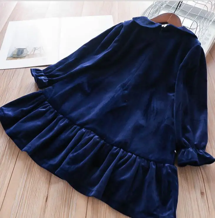 New Autumn Baby Kids Embroidery Velour Long Sleeve Dresses 2018 Girls Elegant Dress 5 pcs/lot Wholesale Free Shipping | Детская одежда
