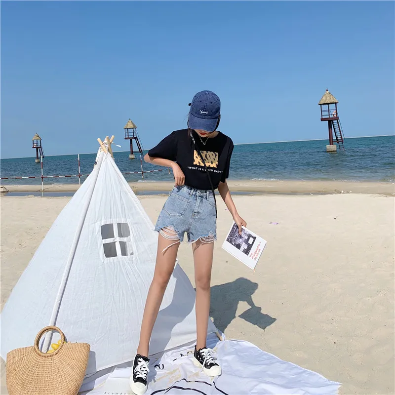 S-XL 2019 летний корейский шикарный стиль с карманами и высокой посадкой Шорты