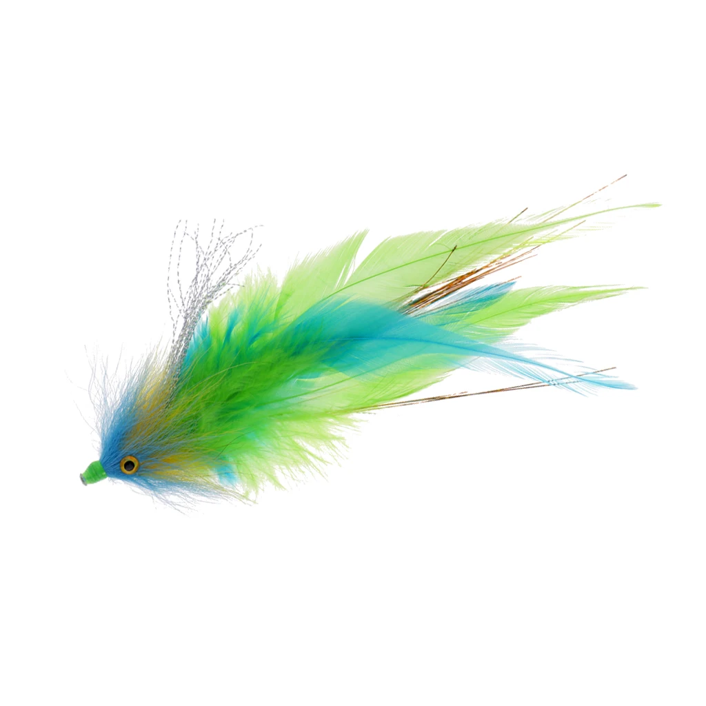 Green with Tube Для ловли нахлыстом, соленой воды, флиэ стример, Steelhead, лосось, Стрипер, форель, щука, имитация мух, приманка для пресноводного озера, реки - Цвет: Green with Tube