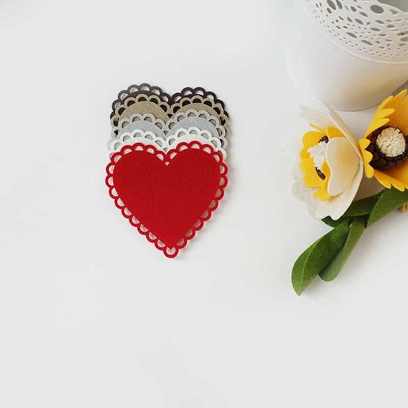 QITAI 50 шт./лот лазерное ремесло мягкие клейкие войлочные наклейки в виде сердца для