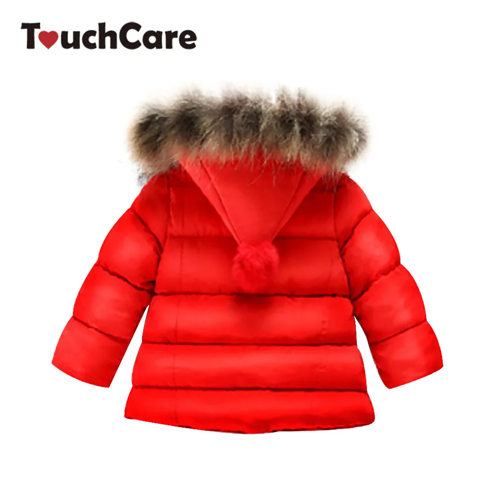 TouchCare/утепленная детская зимняя верхняя одежда с меховым капюшоном пуховые парки
