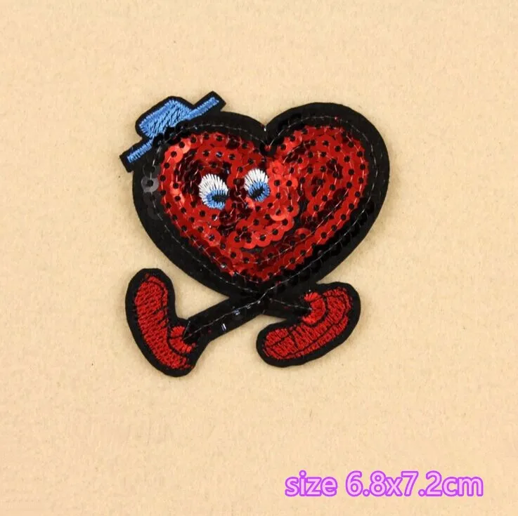 Free shipping 13 pcs heart crown eyes rainbow sequins embroidered Iron On Patches hat garment Appliques DIY accessory | Дом и сад