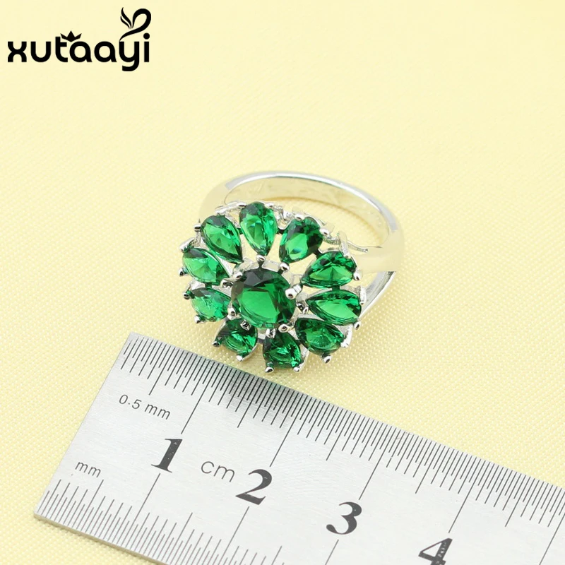 Зеленый имитированный изумруд новая мода серебряный цвет набор ювелирных