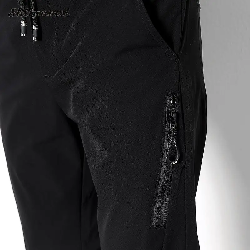 Осень Лето Для мужчин S Брюки для девочек черный шнурок Мужчин's Мотобрюки с