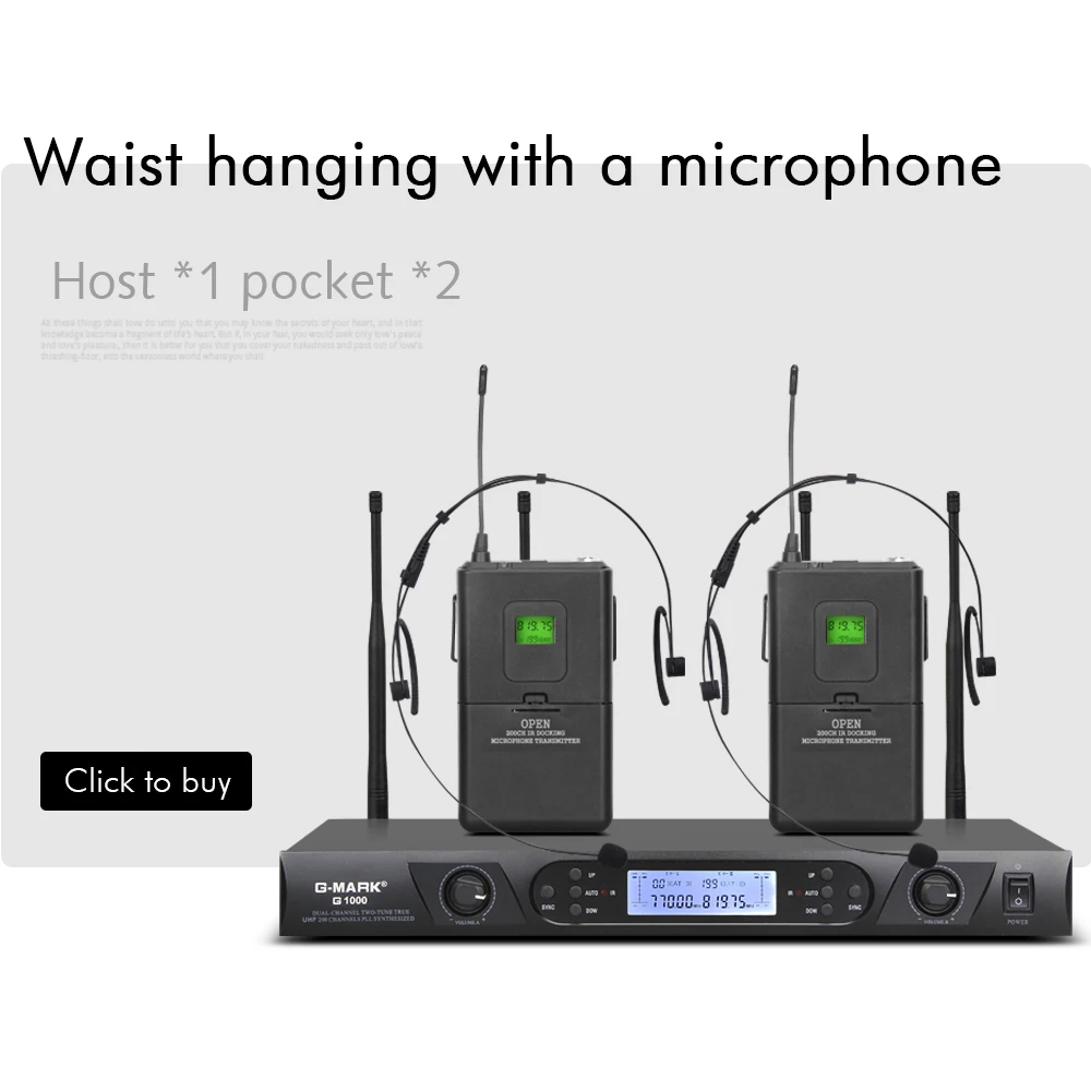 G MARK G1000 Беспроводная микрофонная система профессиональная 150 м дистанция 2 ручные
