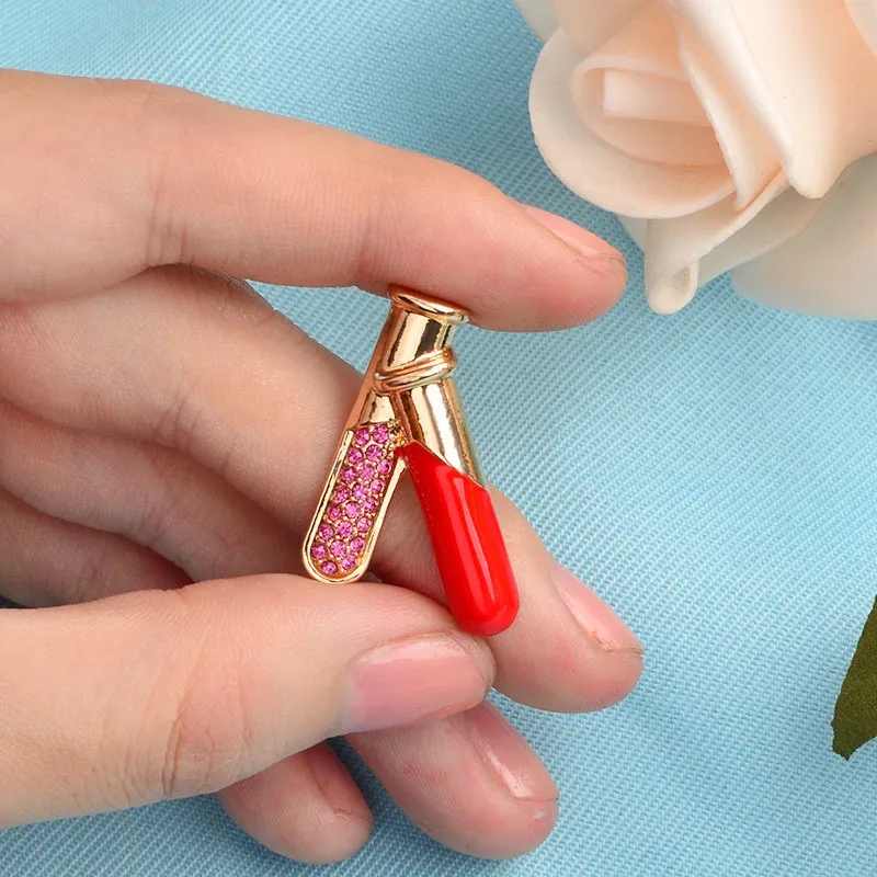 Кристалл пробирки колбы Брошь для женщин медицинский научный эксперимент