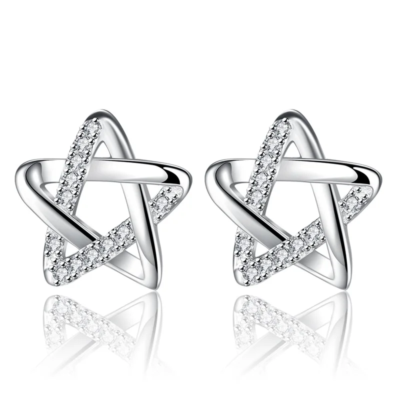 

XIYANIKE 925 Silver Five-pointed Star Stud Earrings With Clear Zircon Crystal Earrings For Women Design Fashion Jewelry VES6703