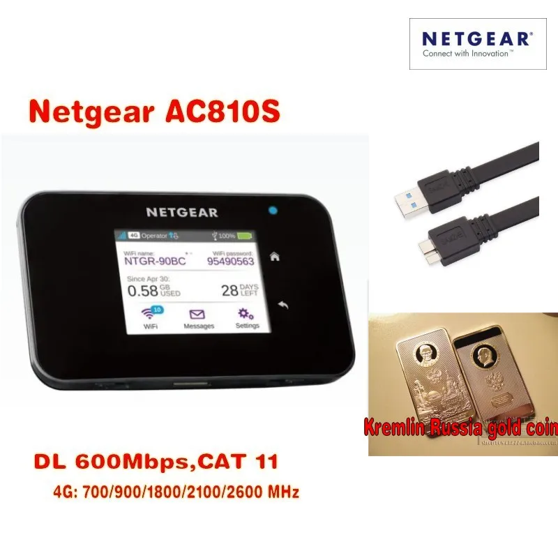 Мобильная точка доступа Netgear Aircard AC810S 4G LTE Cat11 (разблокирована) с бесплатным