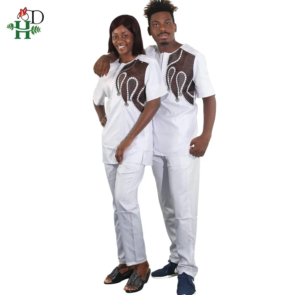 African dresses for women and men african couple clothing cotton polyester bazin riche tops pant suit africa Dashiki Couples | - Фото №1