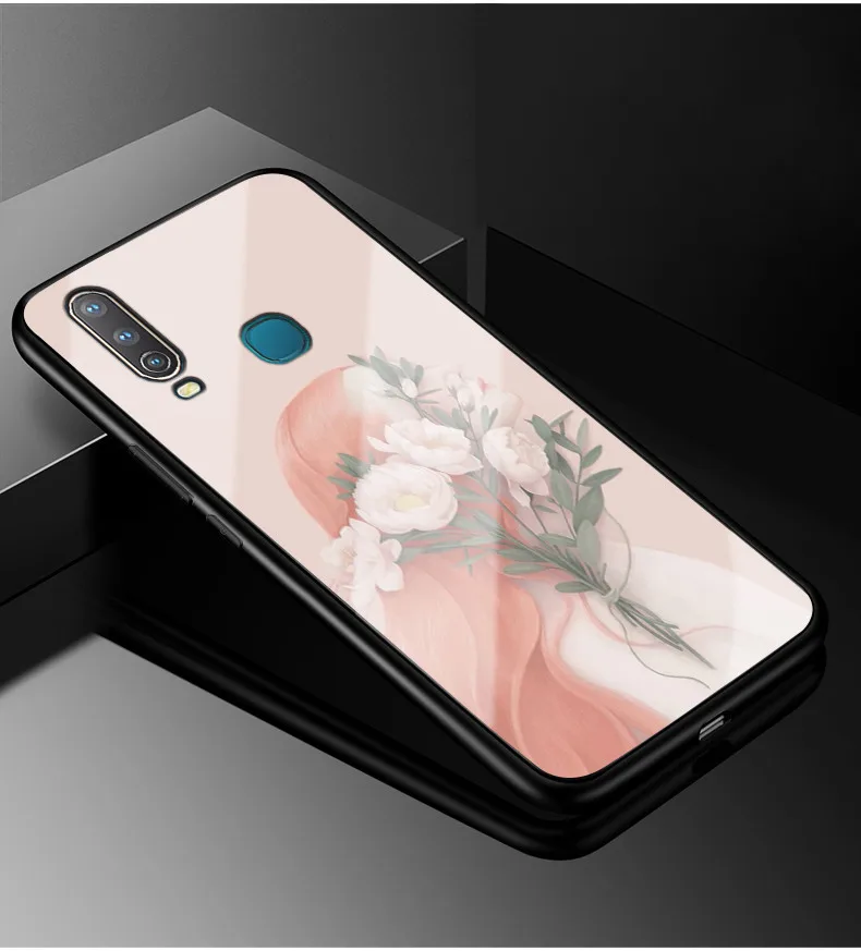 21 ДЛЯ VIVO Y17 чехол PC Пластиковый стеклянный чехол для телефона черный ТПУ бампер чехол для Vivo Y17 Y 17 Y15 Vivo 1902 Y12 Y3 Y 12 чехол - Цвет: 21