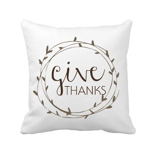 

Custom Letter Cushion Cover Give Thanks Throw Pillow Covers White Canvas Decorative Pillow Cases for Bedding Wedding Home Decor
