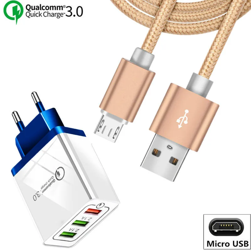 Быстрое зарядное устройство с 3 портами 0 QC USB для Samsung Galaxy S6 S7 Edge Micro Для Huawei P Smart 2019