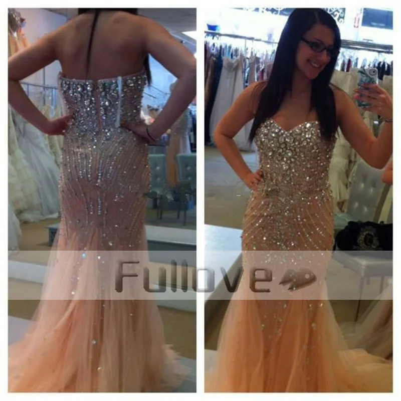 

Modern Pink Sweetheart Tulle Gold Prom Dresses 2019 Vestido De Formatura Shining Beaded Rhinestone Party Dress Robe De Soiree