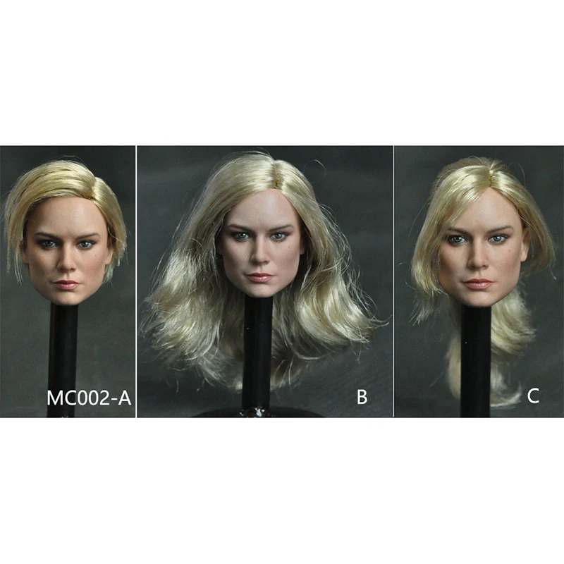В наличии 3 вида стилей 1/6 MC002 Brie Larson женская голова лепка с длинными волосами для 12