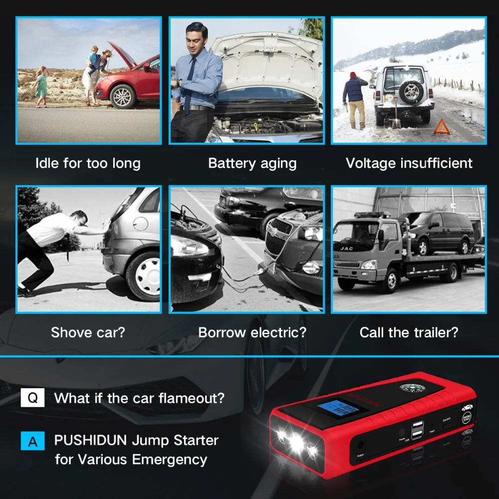 60000mAh 12V джамп стартер пусковое устройство для автомобиля бустер автомобильное