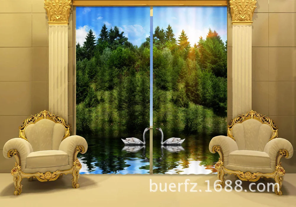 landscape 3D Photo Forest Fall Printing Blackout Window Curtains For Living room Bedding Hotel/Office Drapes Cortinas para | Дом и сад