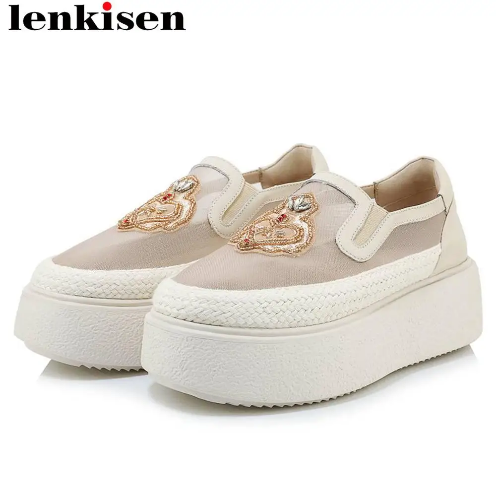 Лоферы Lenkisen из натуральной кожи проветриваемая сетчатая обувь на плоской