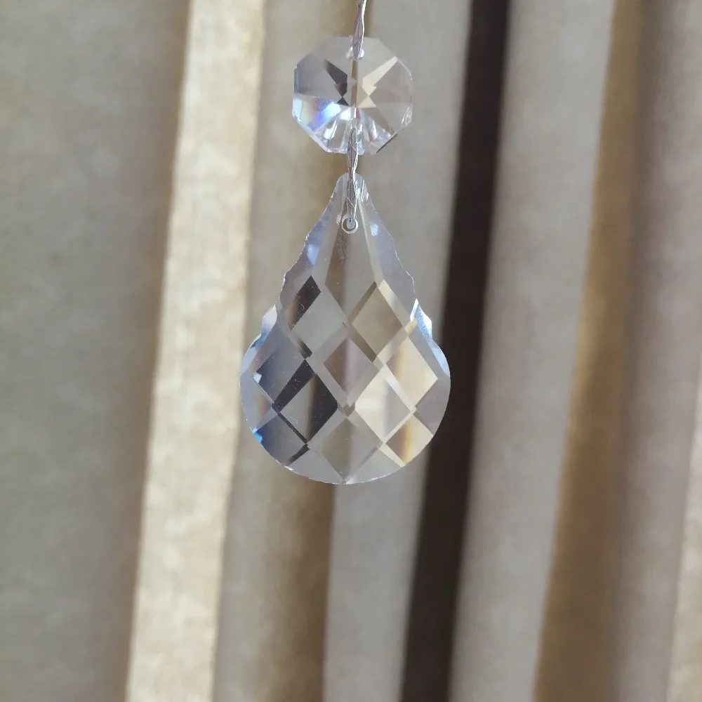 

Hot selling 10sets crystal garland 38mm pendant glass With 14mm octagon beads butterfly buckles strands for home/wedding decor