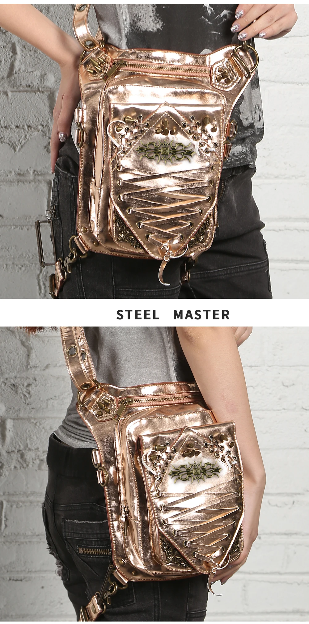 Steel Master стимпанк Дамская поясная сумка в стиле панк модная повседневная поясная сумка через плечо сумка-Кобура кошельки