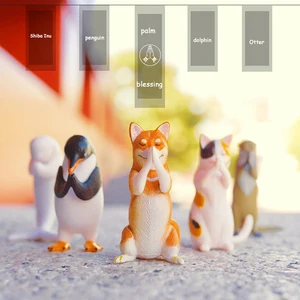 Японский Пингвин, дельфин, Выдра, ладонь, серия с животными, резиновые украшения, домашний декор, милые Мультяшные пожелания, миниатюры, подарки для рукоделия