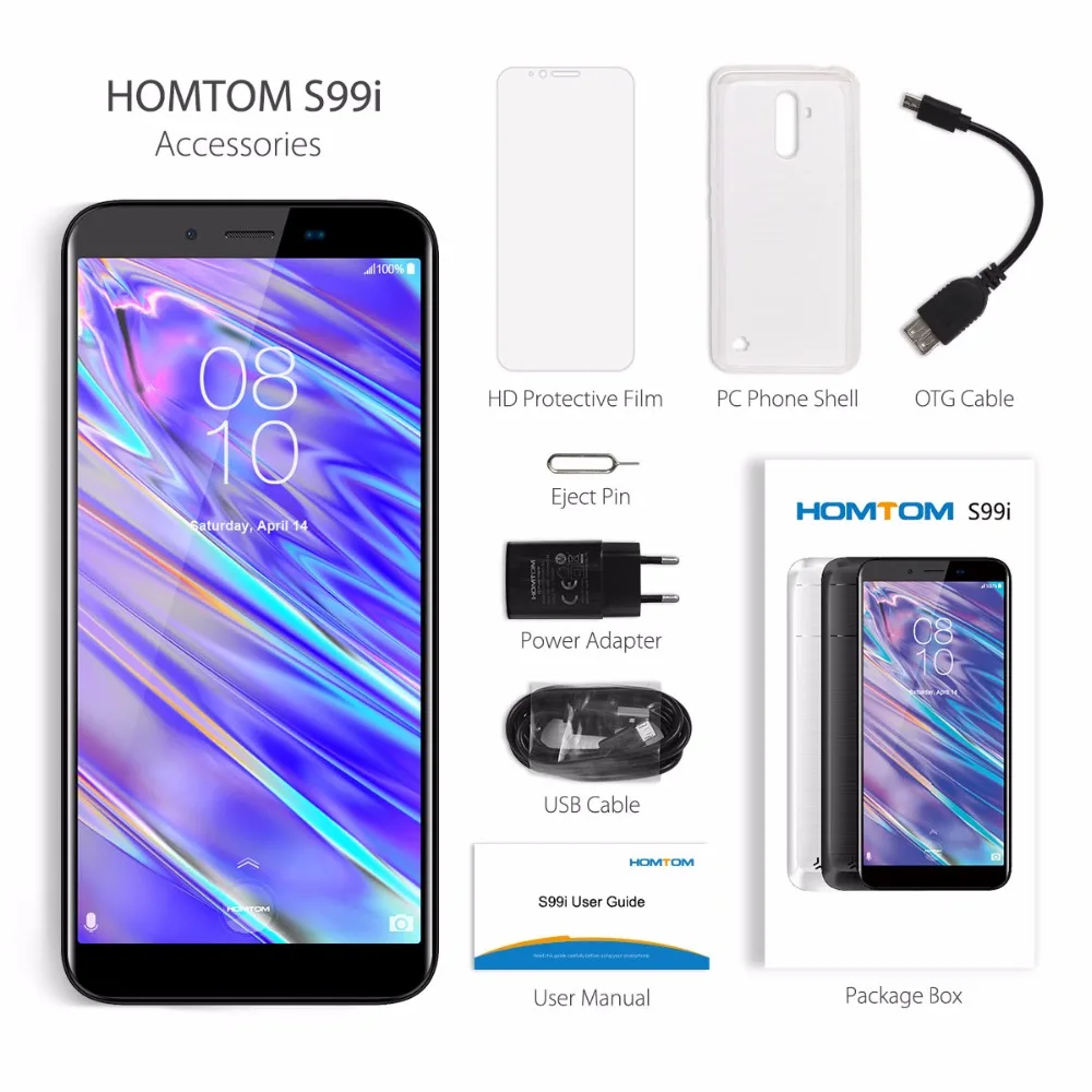 Новинка 2019 Оригинал HOMTOM s99i 5 &quot18:9 дисплей Android 8 1 смартфон OTG gps 6200 мАч 2 ГБ + 16 Гб