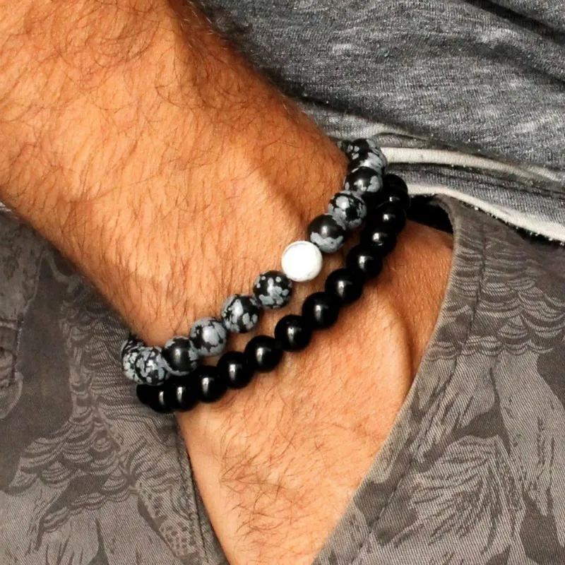 17 Fashion Multi-piece Set Mens Bracelets Temperament Geometric Beads Bracelet Men Pave Cubic Zirconia Bangle Set Jewelry Gift - Окраска металла: 17