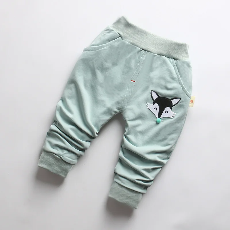 light green Новинка года, детские осенние штаны детские хлопковые штаны в Корейском стиле с рисунком лисы, 1 предмет штаны для маленьких мальчиков и девочек возрастом до 3 лет - Цвет: light green