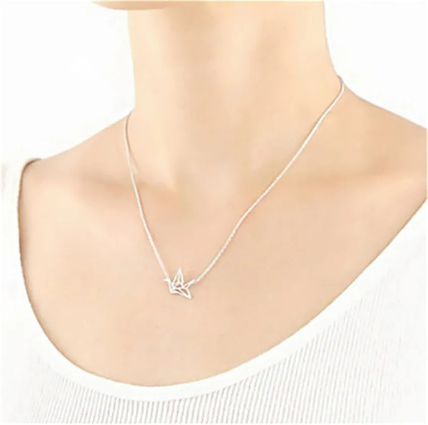 V Attract 10 pcs Friendship Jewelry Cute Paper Crane Charm Necklace For Women Luck Choker Best Friend Christmas Gift | Украшения и