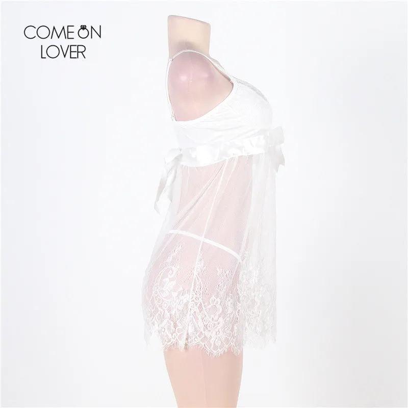 Comeonlover, кружевное прозрачное ночное белье, без рукавов, Женское ночное мини платье, свадебная Пижама, Женская сетчатая Ночная комбинация, для секса, RT70225