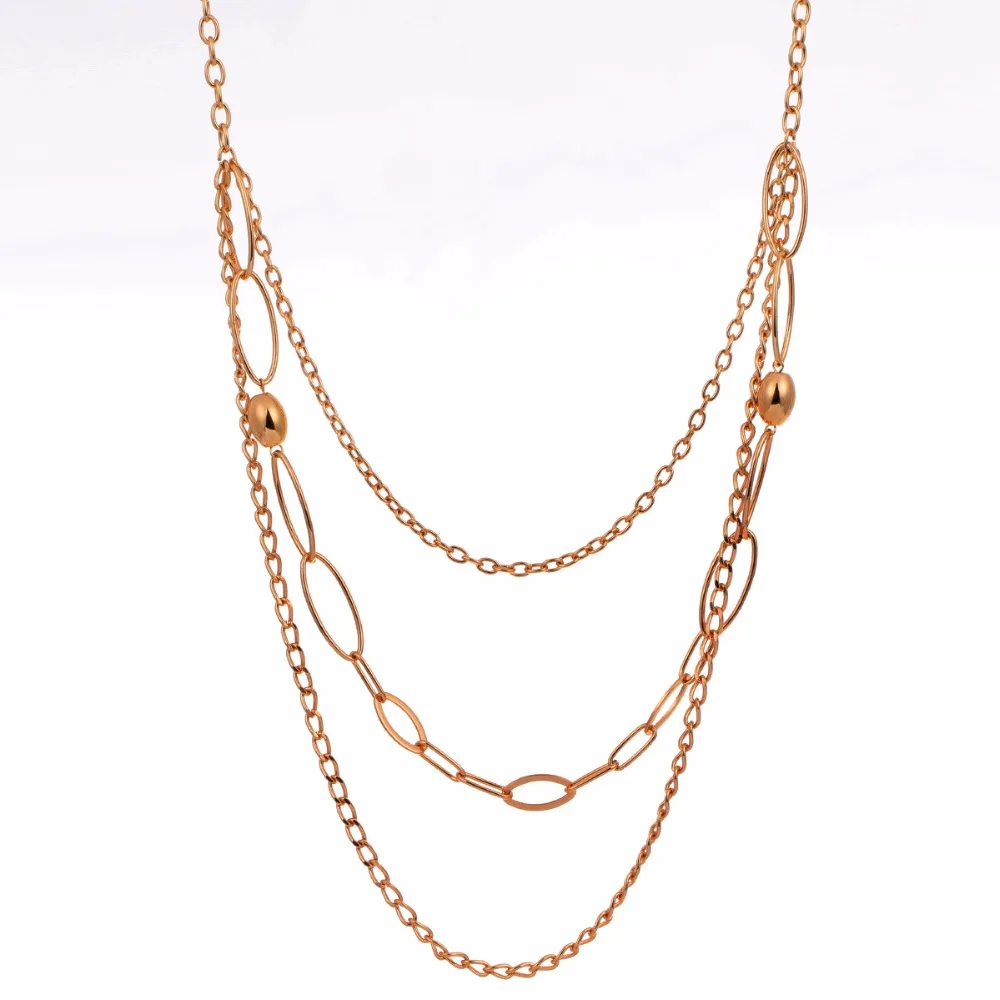 Трехслойная овальная кабельная цепочка длинное ожерелье для женского костюма