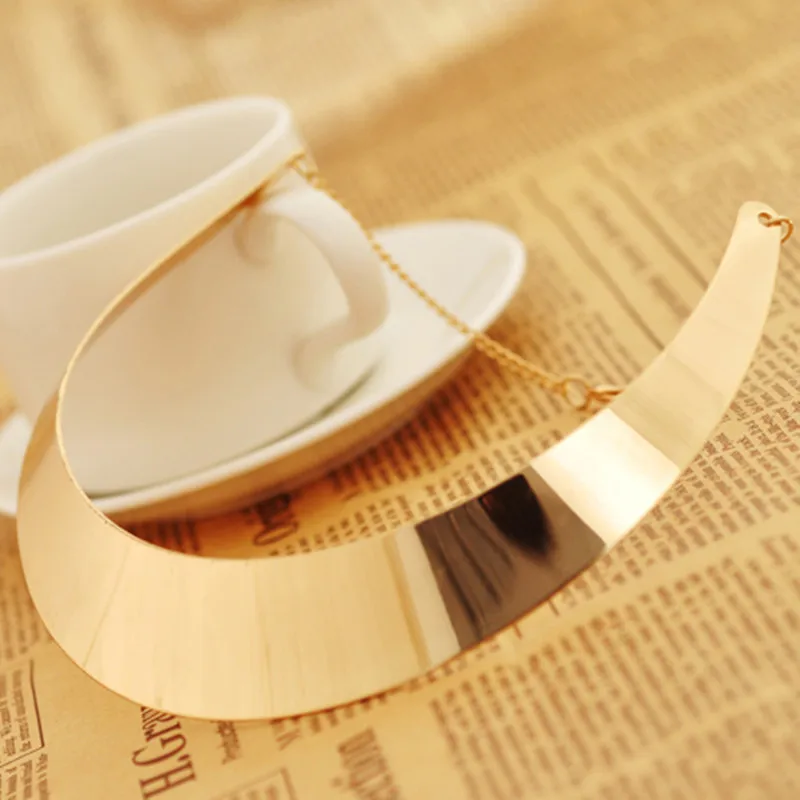 Панк ошейник ожерелье золотой цветной Maxi Большой Круг Металлические ожерелья