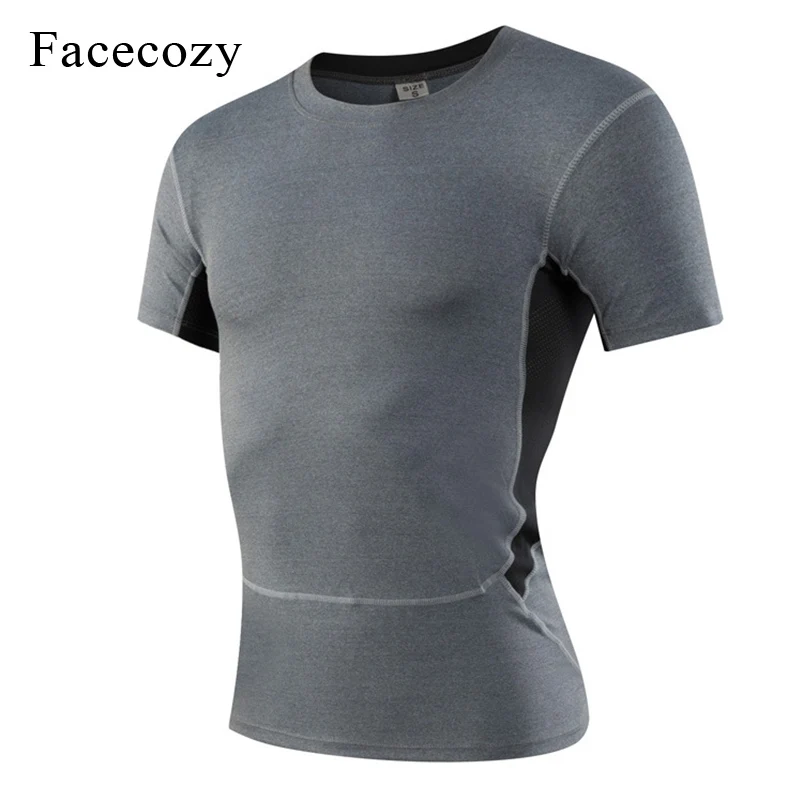 Facecozy для мужчин высокая эластичность рубашка йоги плотная бега фитнеса топ
