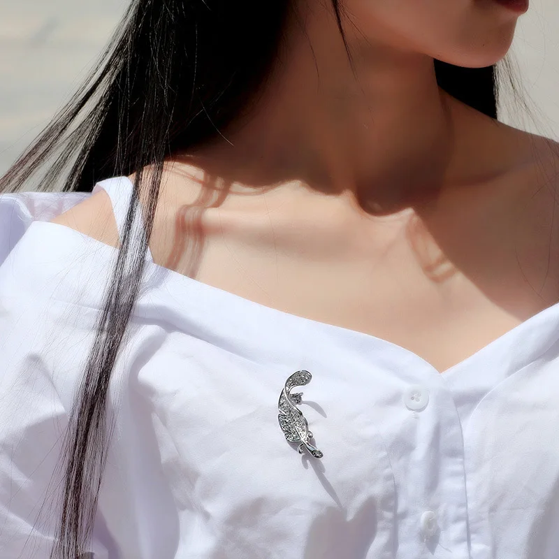 Vintage Cute Beautiful Retro Feather Leaf Rhinestone Planted Mini Brooch Pin CX17 | Украшения и аксессуары