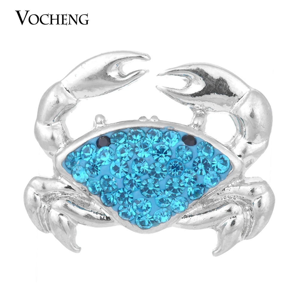 

10PCS/Lot Wholesale Vocheng Ginger Snap Jewelry 18mm Nautical Crab Crystal Charms 3 Colors Vn-1055*10 Free Shipping