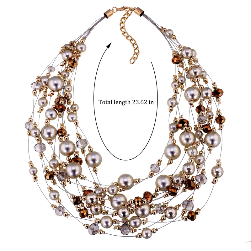 Модное ожерелье из бисера с кристаллами гипсофилы богемное колье ювелирные